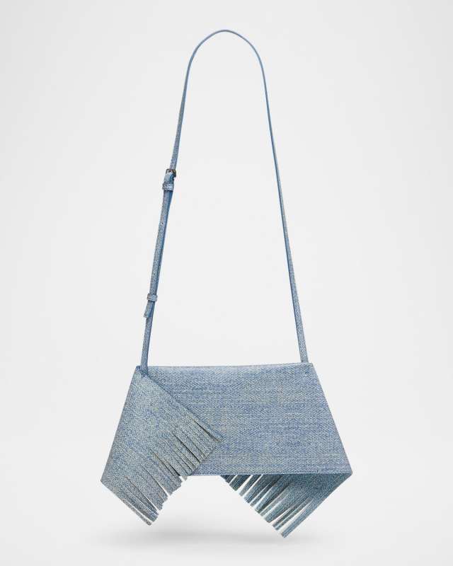 Mini Scarf Denim Leather Crossbody Bag